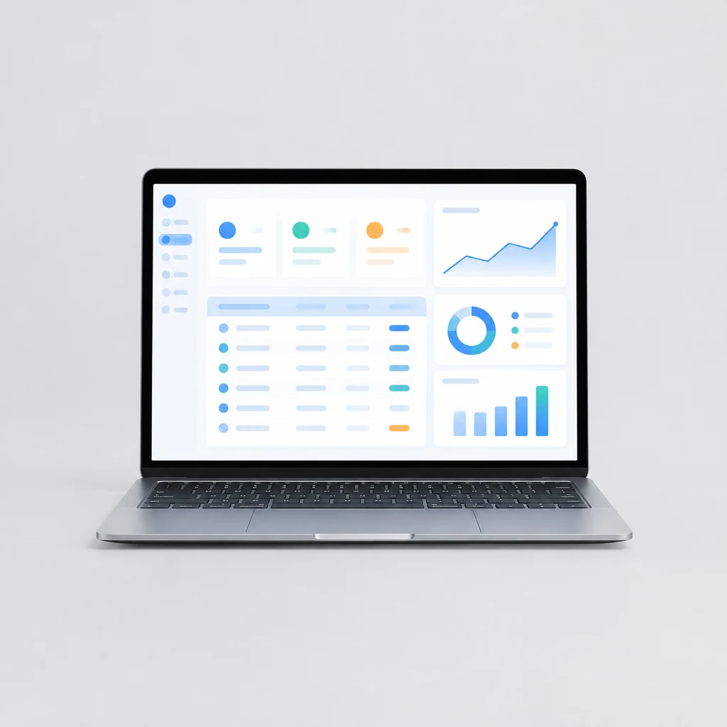 Laptop showing an invoicing dashboard