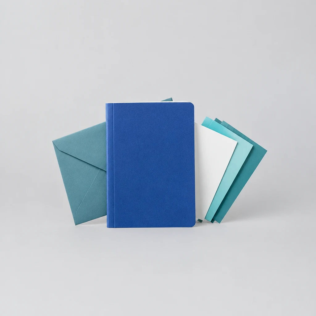 Welcome kit with notebook, cards and envelope